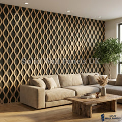 Wave Pattern Acoustic Wall Panel - Oak (60 × 240 cm) | Solid Wall Panels UK