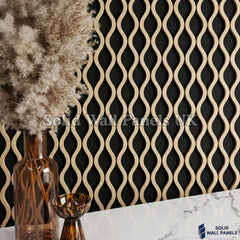 Wave Pattern Acoustic Wall Panel - Oak (60 × 240 cm) | Solid Wall Panels UK