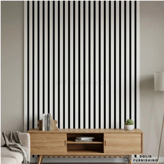 White Acoustic Slatted Wall Panels 240×60cm UK | Sound Absorbing Panels