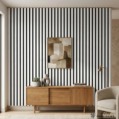 White Acoustic Slatted Wall Panels 240×60cm UK | Sound Absorbing Panels