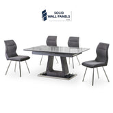 Zermatt 120cm Grey Ceramic Marble Dining Table with 4 Grey Chairs