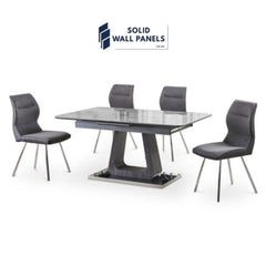 Zermatt 120cm Grey Ceramic Marble Dining Table with 4 Grey Chairs