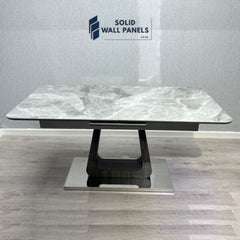 Zermatt Extendable Grey Ceramic Marble Dining Table – 160cm to 200cm