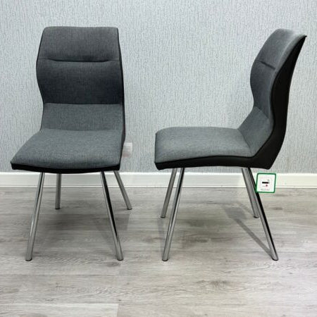 Zermatt Grey Leather & Fabric Dining Chairs – Set of 2