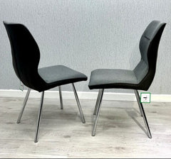 Zermatt Grey Leather & Fabric Dining Chairs – Set of 2
