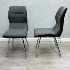 Zermatt Grey Leather & Fabric Dining Chairs – Set of 2