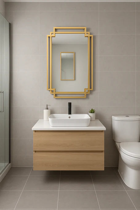 Decorative Modern Gold Frame Wall Mirror – 94 x 48 cm