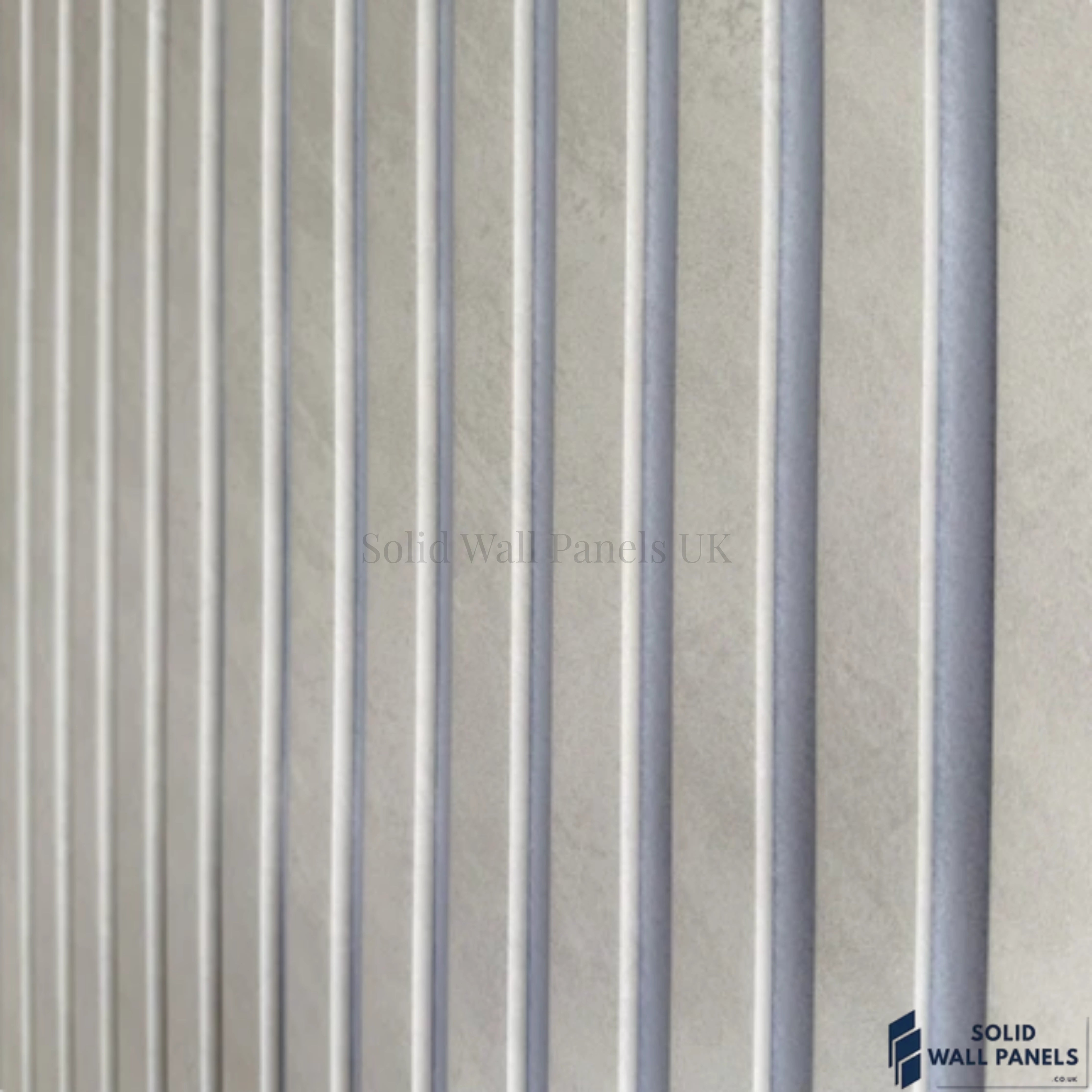 3 Sided Concrete Effect Acoustic Slat Wall Panel – Grey Felt | 240 × 60 cm