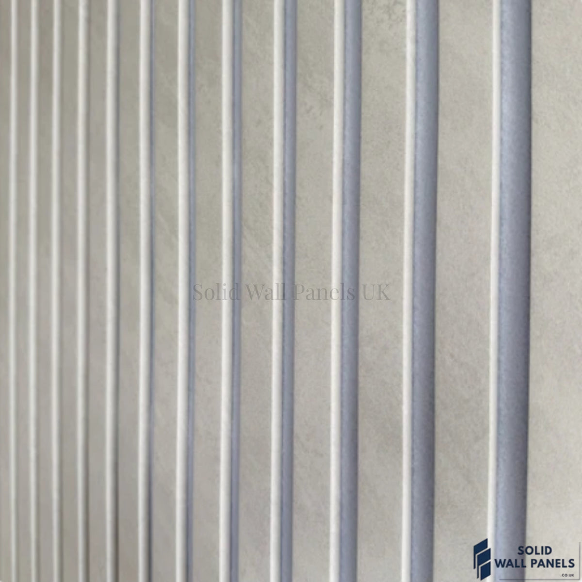 3 Sided Concrete Effect Acoustic Slat Wall Panel – Grey Felt | 240 × 60 cm