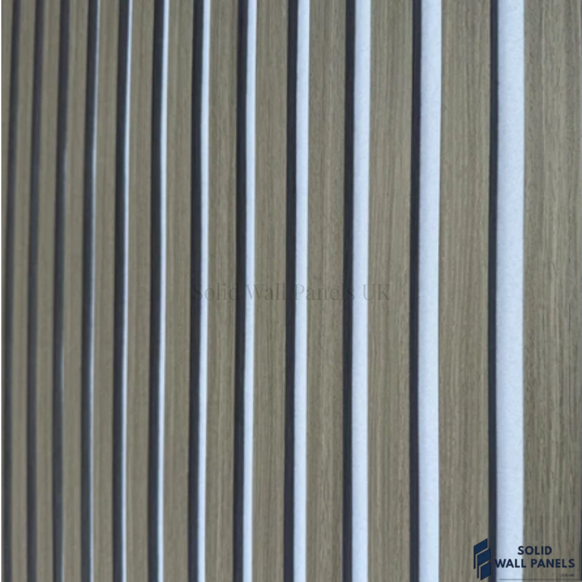 3 Sided Grey Oak Acoustic Slat Wall Panel – Grey Felt | 240 × 60 cm
