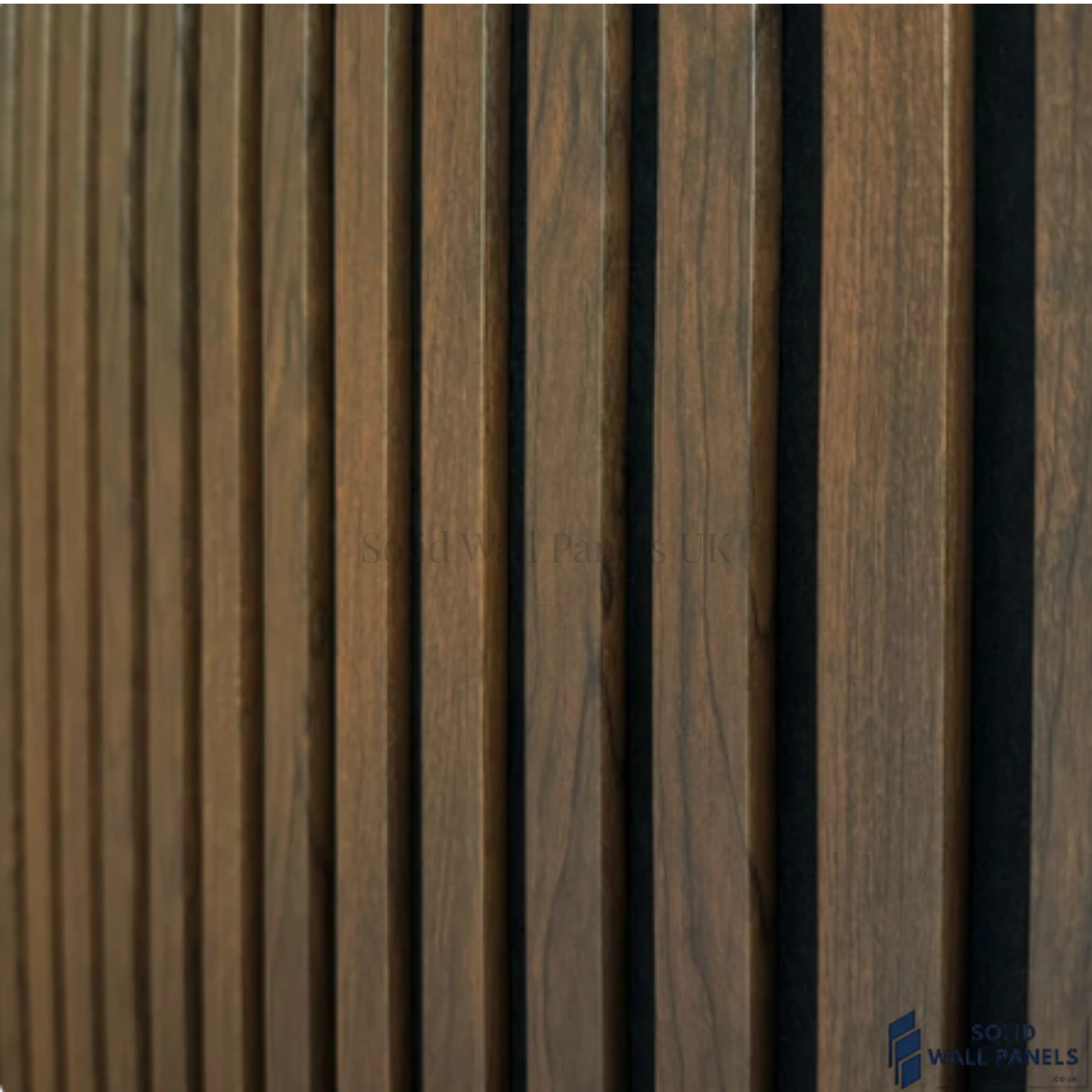 3 Sided Walnut Acoustic Slat Wall Panel – Black Felt | 240 × 60 cm
