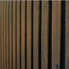 3 Sided Walnut Acoustic Slat Wall Panel – Black Felt | 240 × 60 cm