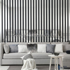 Acoustic Slatted Wall Panel – Shiny Silver Mirror Reflect 60×240cm | Solid Wall Panels UK