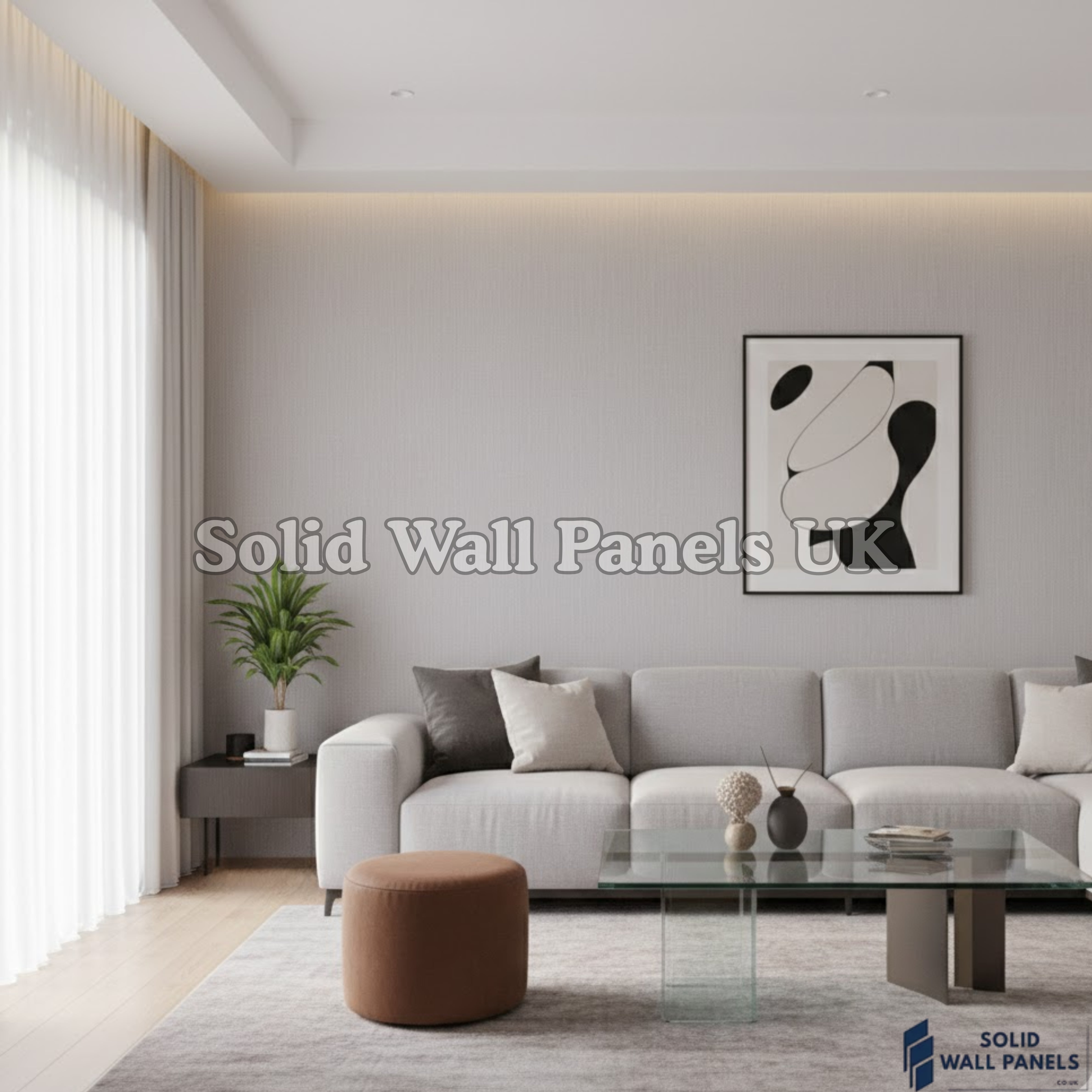 Kitchen & Bathroom PVC Wall Panels – Grey Plain Effect (60 × 240 cm) | Waterproof Wall Panels UK