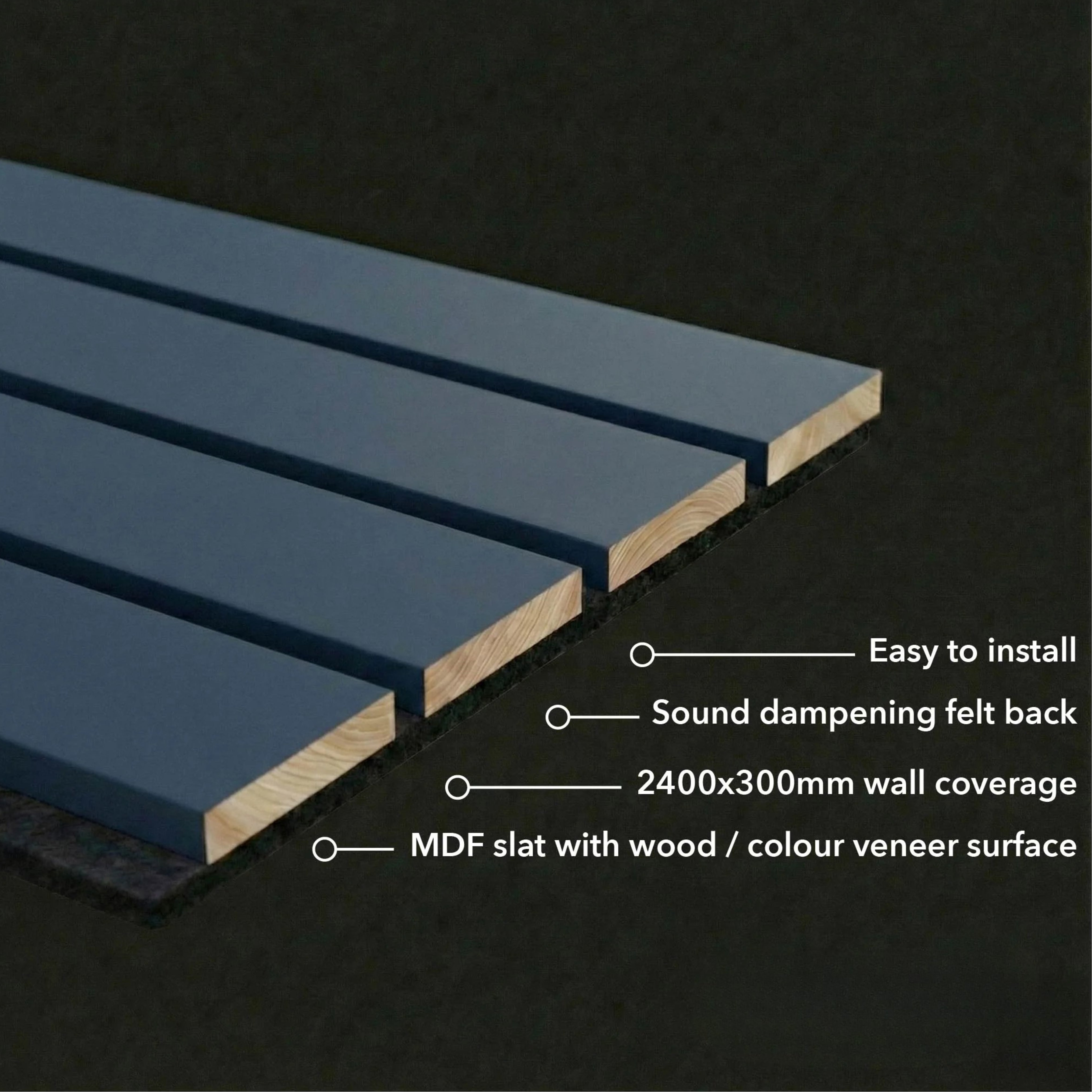 Wide Slat Acoustic Wall Panels Metallic Gold 240×30cm (Set of 2) | 40mm Slat | 3 Sided Wrap