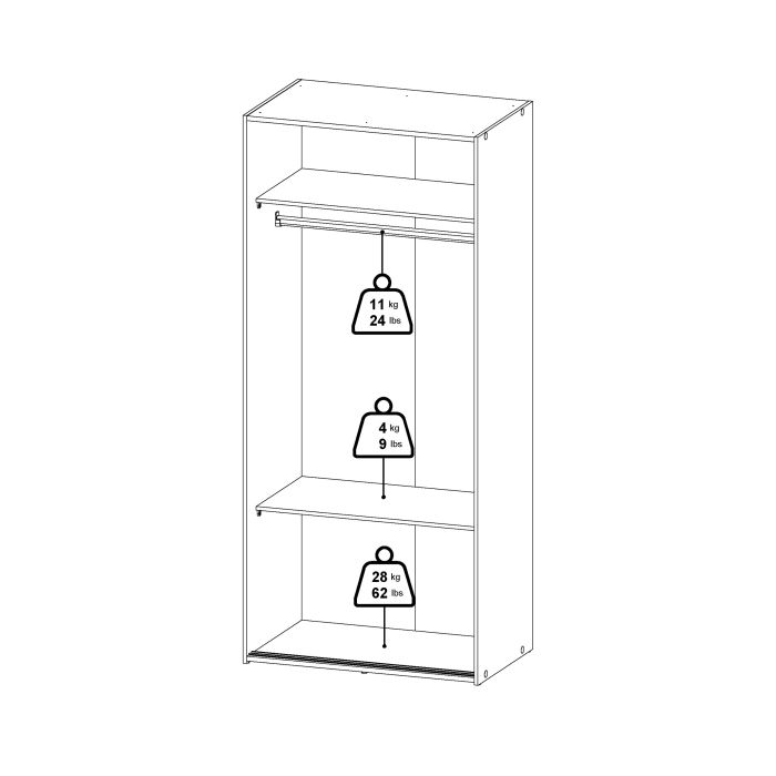 Space 2 Sliding Doors Wardrobe – Compact & Stylish Storage Solution