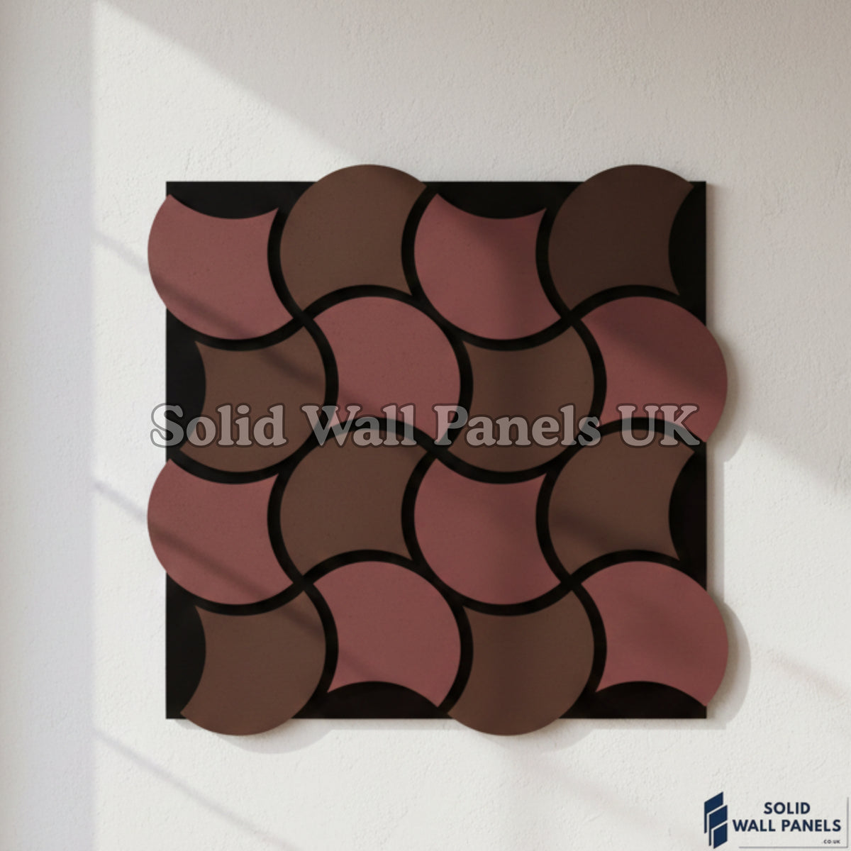 Acoustic Decorative Wall Panel – Burgundy and Brown Design 61 × 61 cm (12 Pieces) | Solid Wall Panels UK