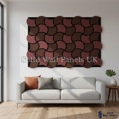 Acoustic Decorative Wall Panel – Burgundy and Brown Design 61 × 61 cm (12 Pieces) | Solid Wall Panels UK