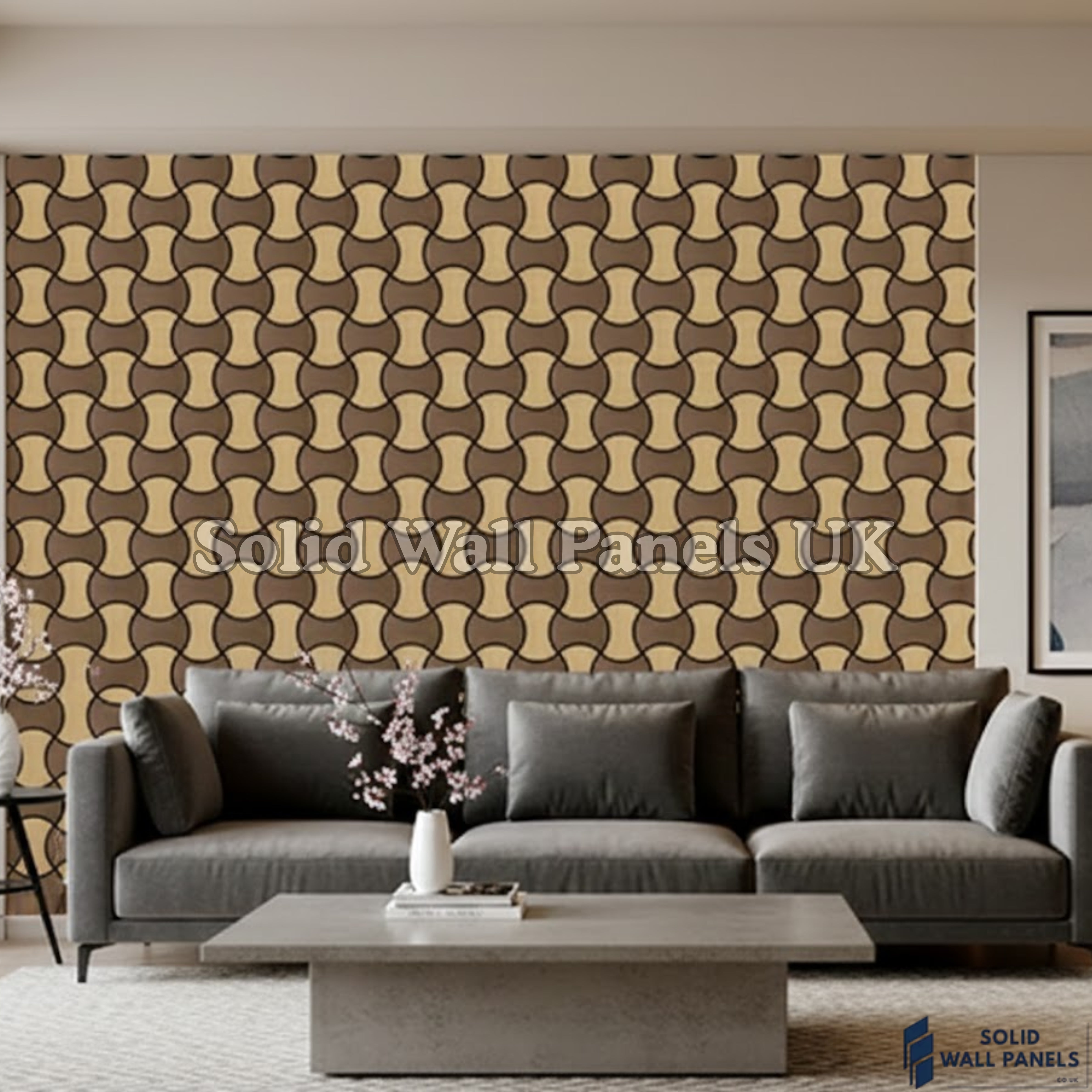 Acoustic Decorative Wall Panel – Light Oak & Dark Brown 61 × 61 cm (12 Panels) | Solid Wall Panels UK