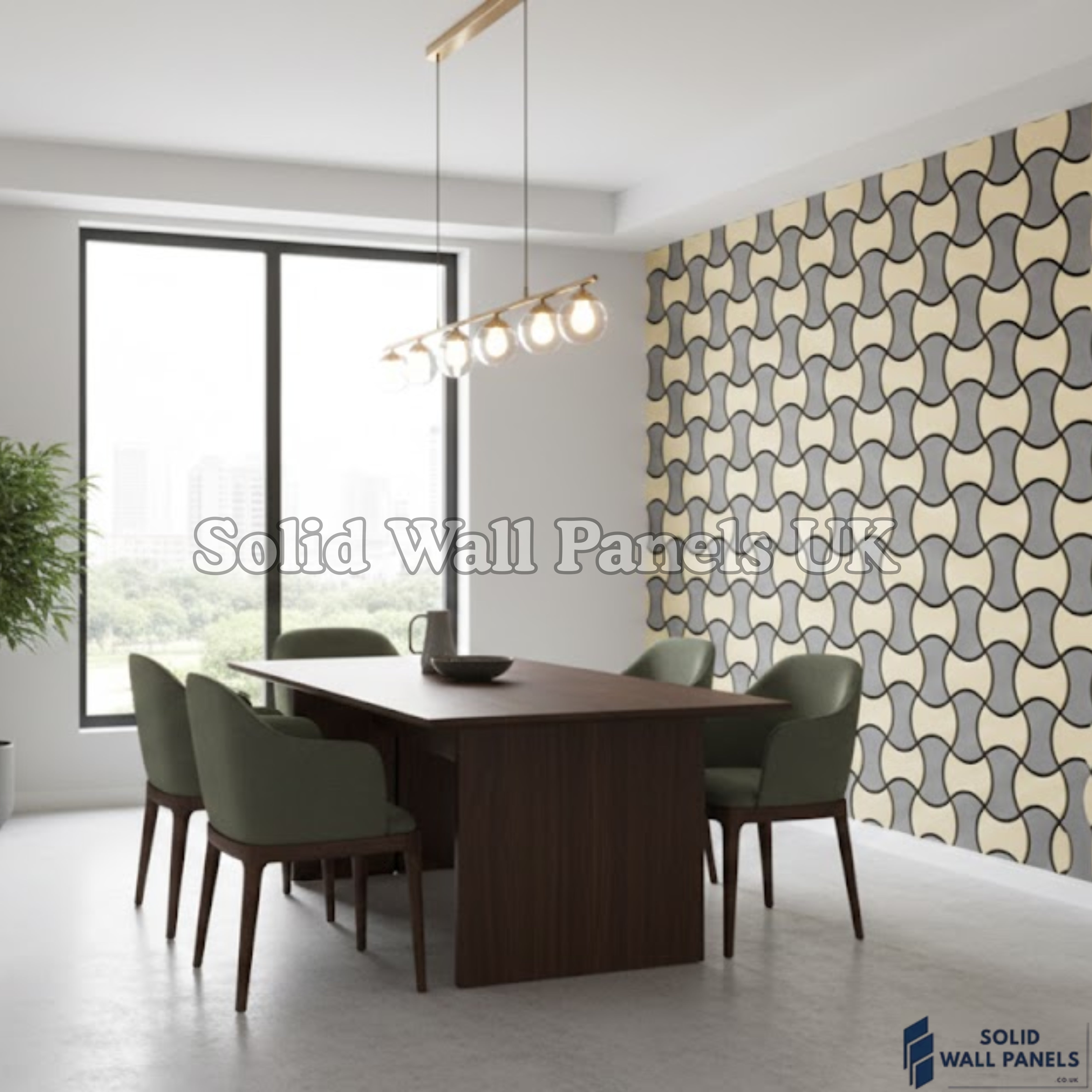 Acoustic Decorative Wall Panel – Oak & Grey Design 61 × 61 cm (12 Panels) | Solid Wall Panels UK