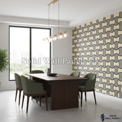 Acoustic Decorative Wall Panel – Oak & Grey Design 61 × 61 cm (12 Panels) | Solid Wall Panels UK