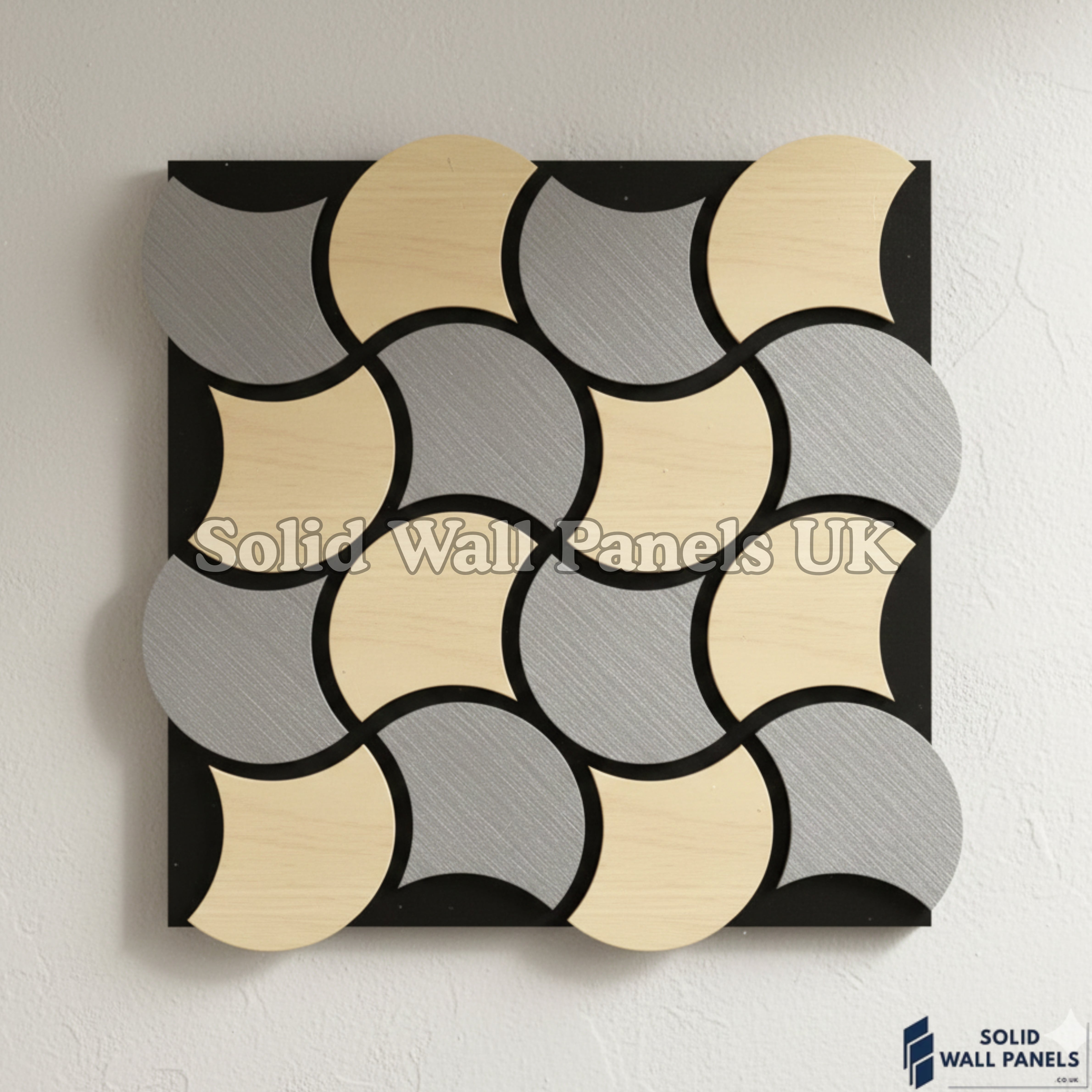Acoustic Decorative Wall Panel – Oak and Grey Design 61 × 61 cm (12 Pieces) | Solid Wall Panels UK