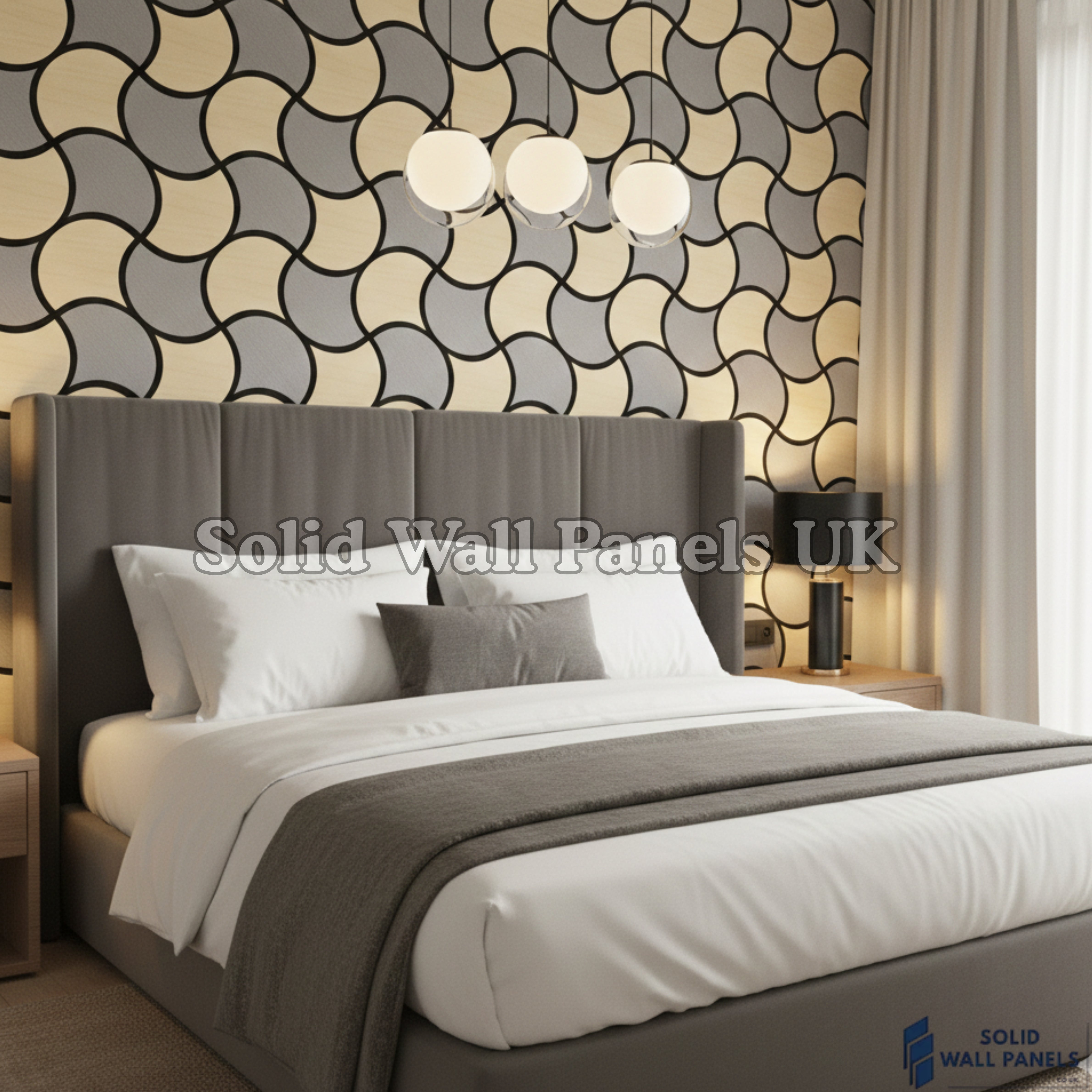 Acoustic Decorative Wall Panel – Oak and Grey Design 61 × 61 cm (12 Pieces) | Solid Wall Panels UK