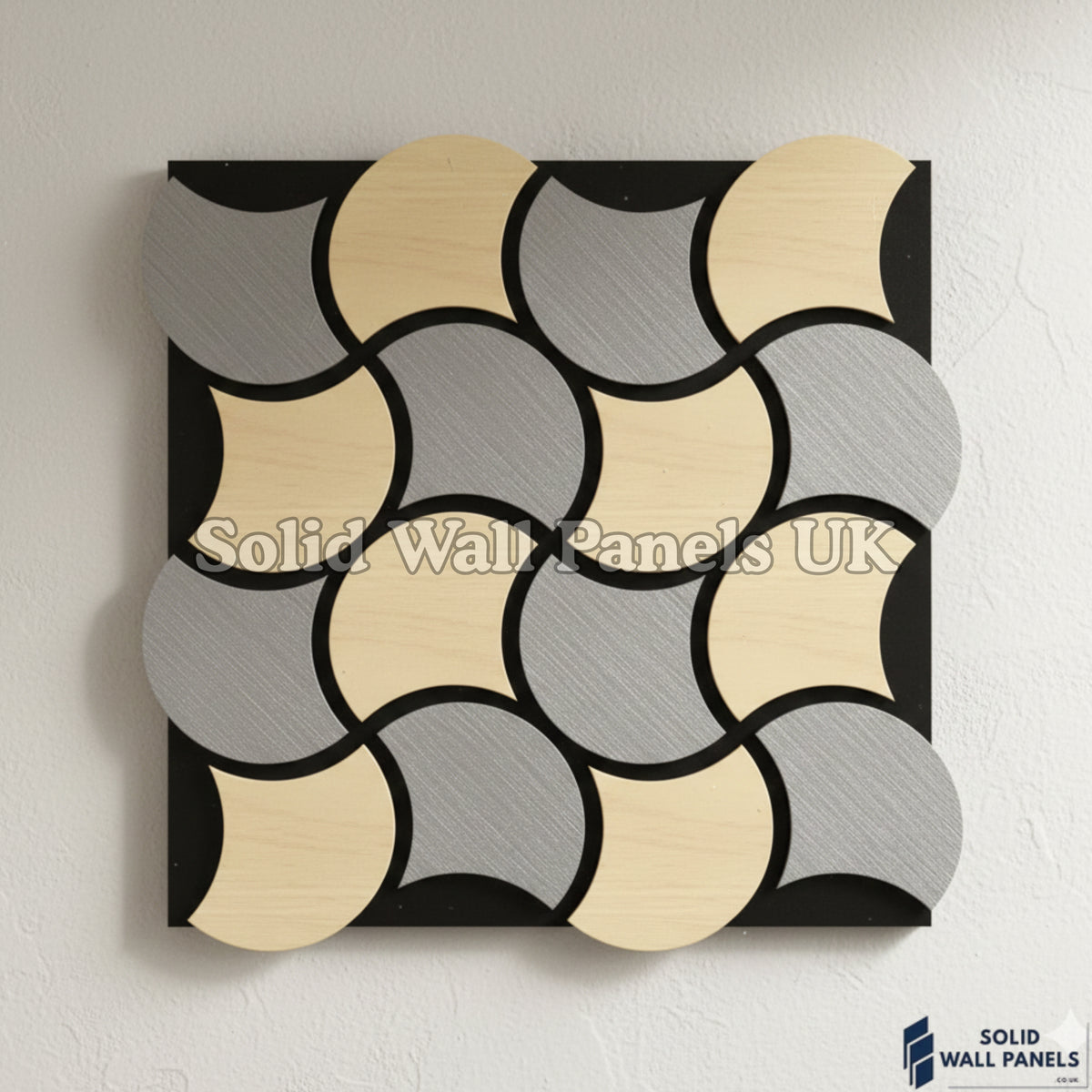 Acoustic Decorative Wall Panel – Oak and Grey Design 61 × 61 cm (12 Pieces) | Solid Wall Panels UK