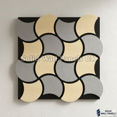 Acoustic Decorative Wall Panel – Oak and Grey Design 61 × 61 cm (12 Pieces) | Solid Wall Panels UK