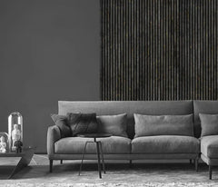 Acoustic Slatted Wall Panel – Black & Gold Marble | Stylish, Durable & Soundproof