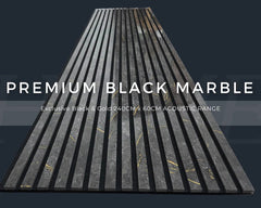 Acoustic Slatted Wall Panel – Black & Gold Marble | Stylish, Durable & Soundproof
