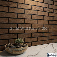 Acoustic Brick Decorative Wall Panel - Dark Oak 60×240 cm (4 Pieces) | Premium Design