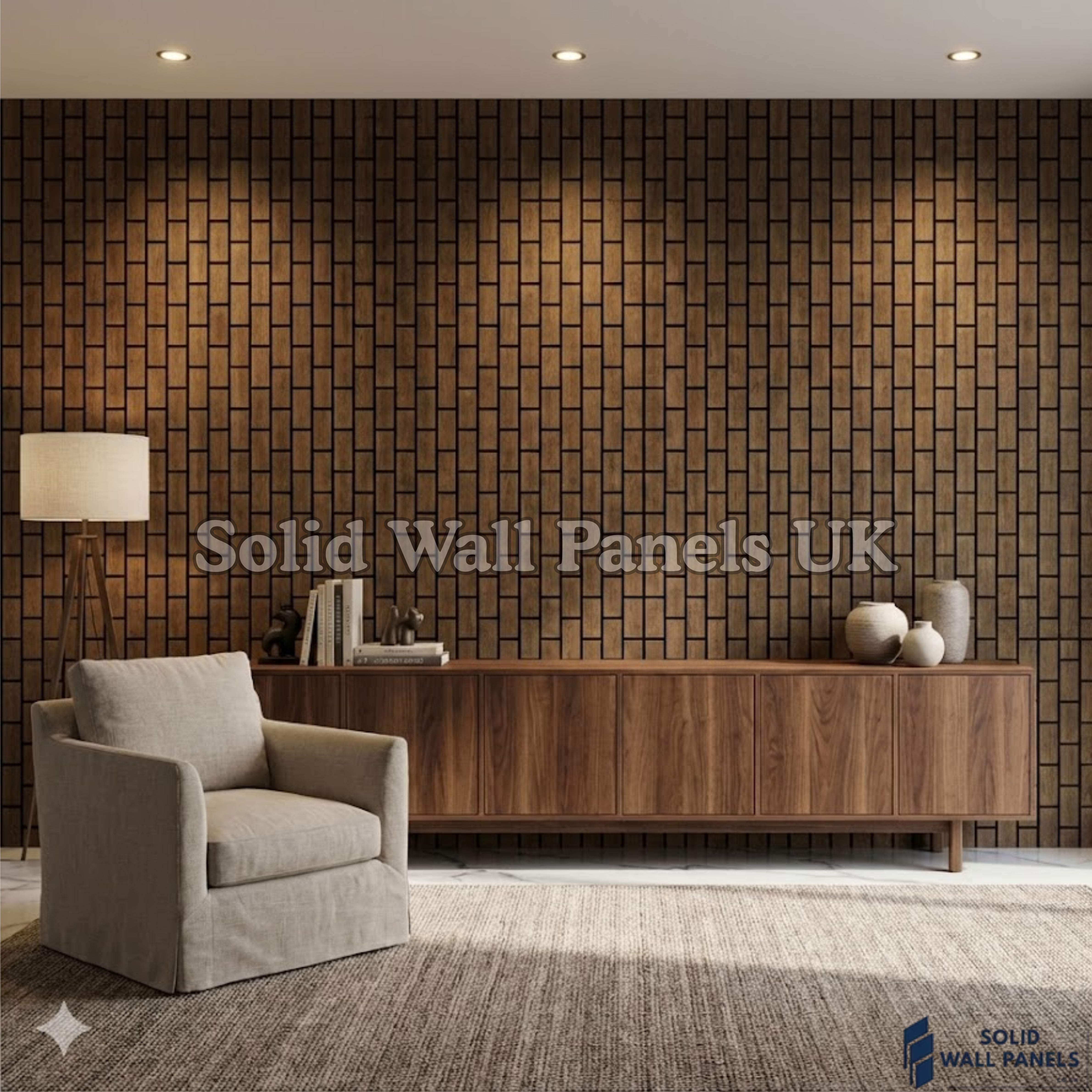 Acoustic Brick Decorative Wall Panel - Dark Oak 60×240 cm (4 Pieces) | Premium Design