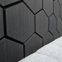 Acoustic Hexagon Wall Panels - Charcoal Black (Set of 4) | Soundproof Wood Panels | Fast UK Delivery