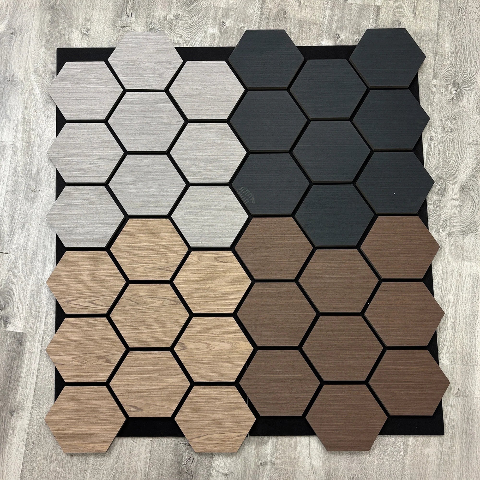 Acoustic Hexagon Wall Panels - Light Oak (Set of 4) | Soundproof Wood Panels | Fast UK Delivery