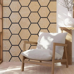 Acoustic Hexagon Wall Panels - Light Oak (Set of 4) | Soundproof Wood Panels | Fast UK Delivery