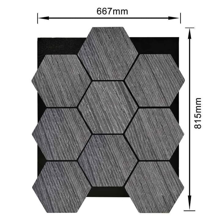 Acoustic Hexagon Wall Panels - Ash Grey (Set of 4) | Soundproof Wood Panels | Fast UK Delivery