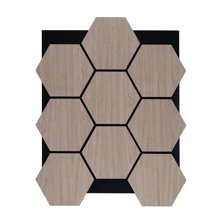 Acoustic Hexagon Wall Panels - Light Oak (Set of 4) | Soundproof Wood Panels | Fast UK Delivery