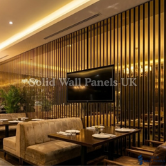 Acoustic Slatted Wall Panel – Shiny Gold 60×240cm | Solid Wall Panels UK