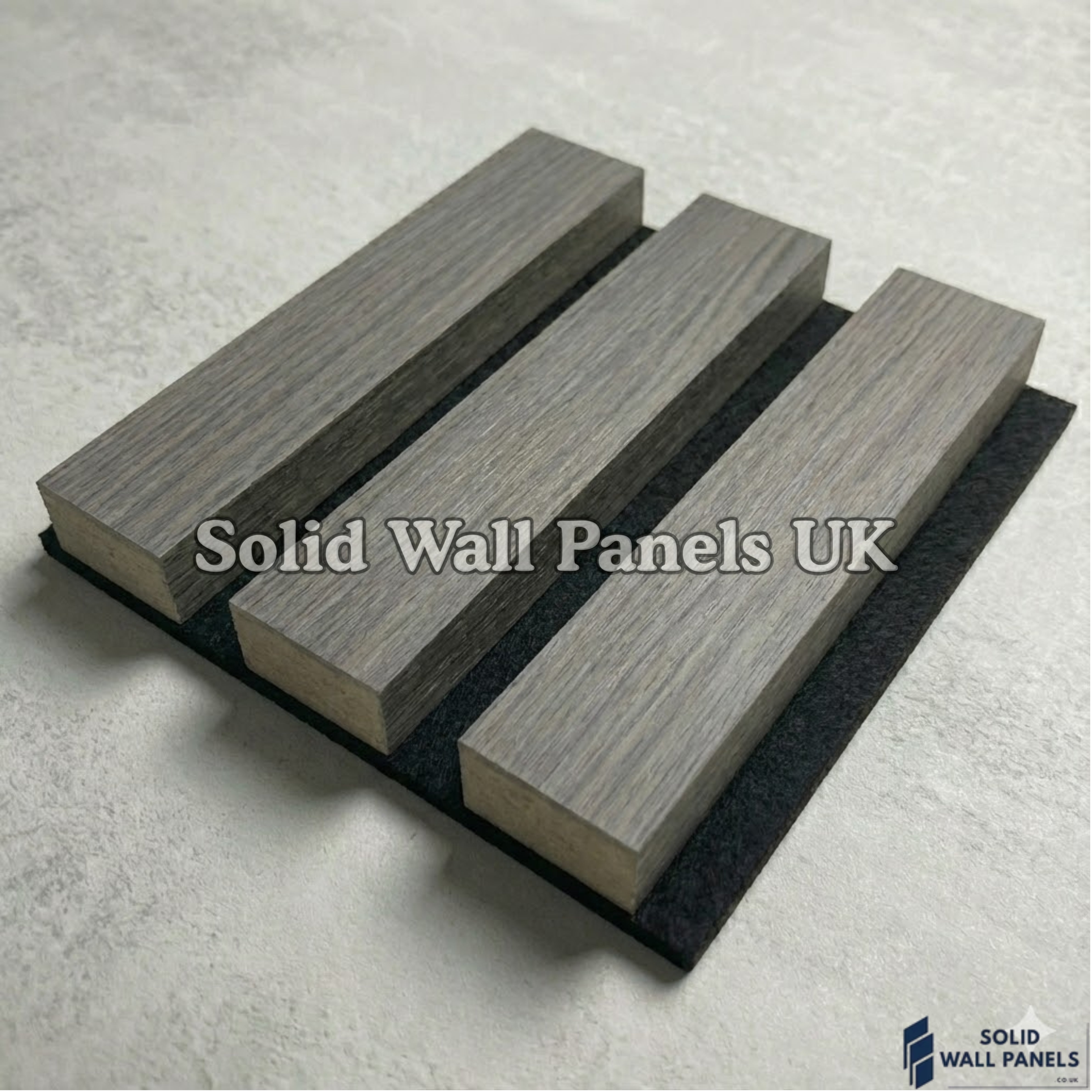 Acoustic Slatted Wall Panels – Dark Grey (60×240 cm) | Solid Wall Panels UK
