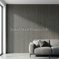 Acoustic Slatted Wall Panels – Dark Grey (60×240 cm) | Solid Wall Panels UK