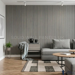 Acoustic Slatted Wall Panels Grey 280×60cm UK | Large Wooden Wall Panels