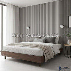 Acoustic Slatted Wall Panels – Light Grey (60×240 cm) | Solid Wall Panels UK