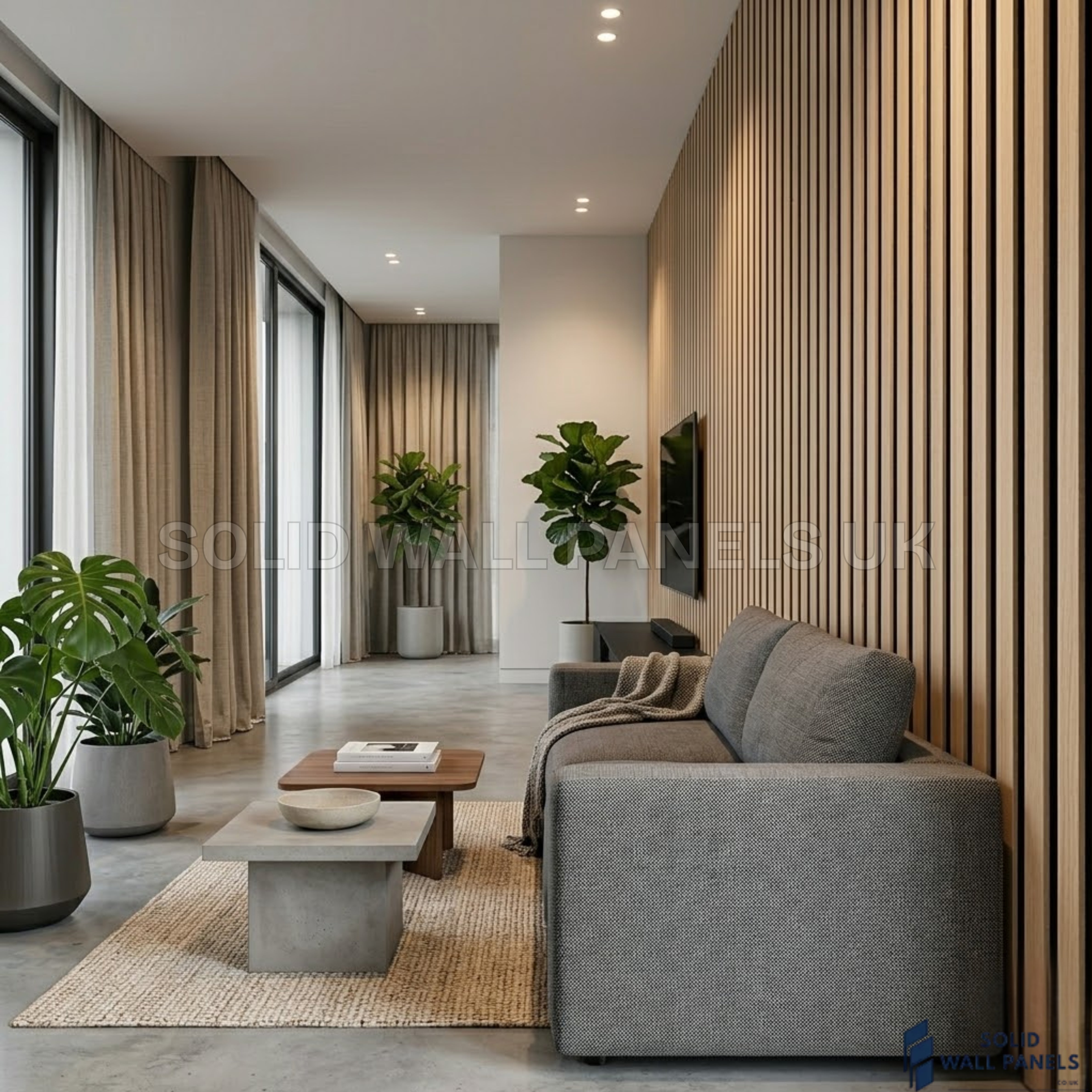 Acoustic Slatted Wall Panels Oak 280×60cm UK | Large Wooden Wall Panels