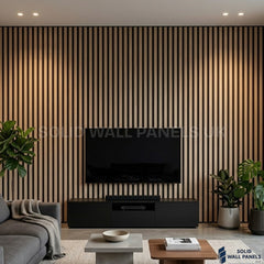 Acoustic Slatted Wall Panels Oak 280×60cm UK | Large Wooden Wall Panels