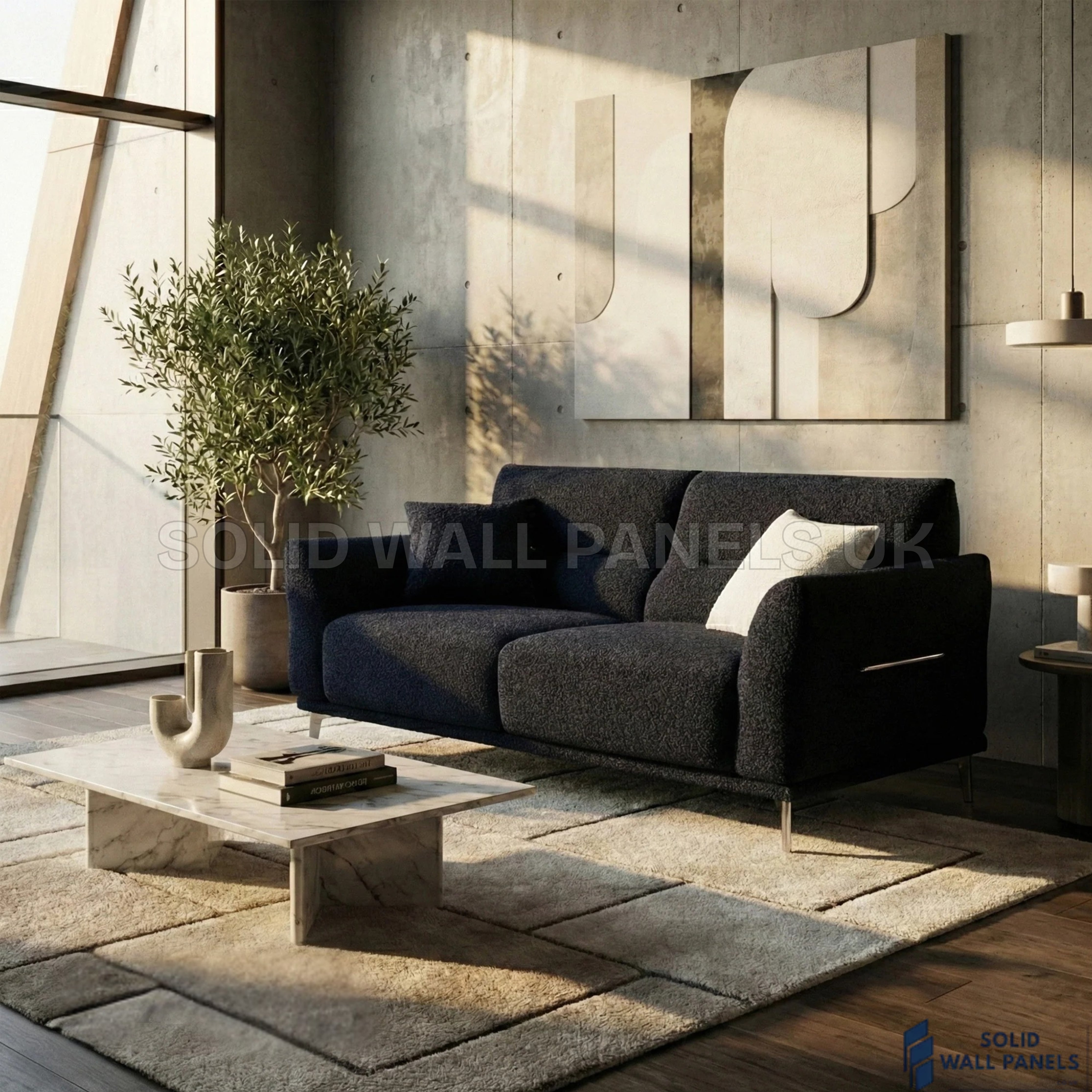 Albany Complete Sofa Set – 4+3+2 Seater with Footstool | Black Lux Bouclé Fabric