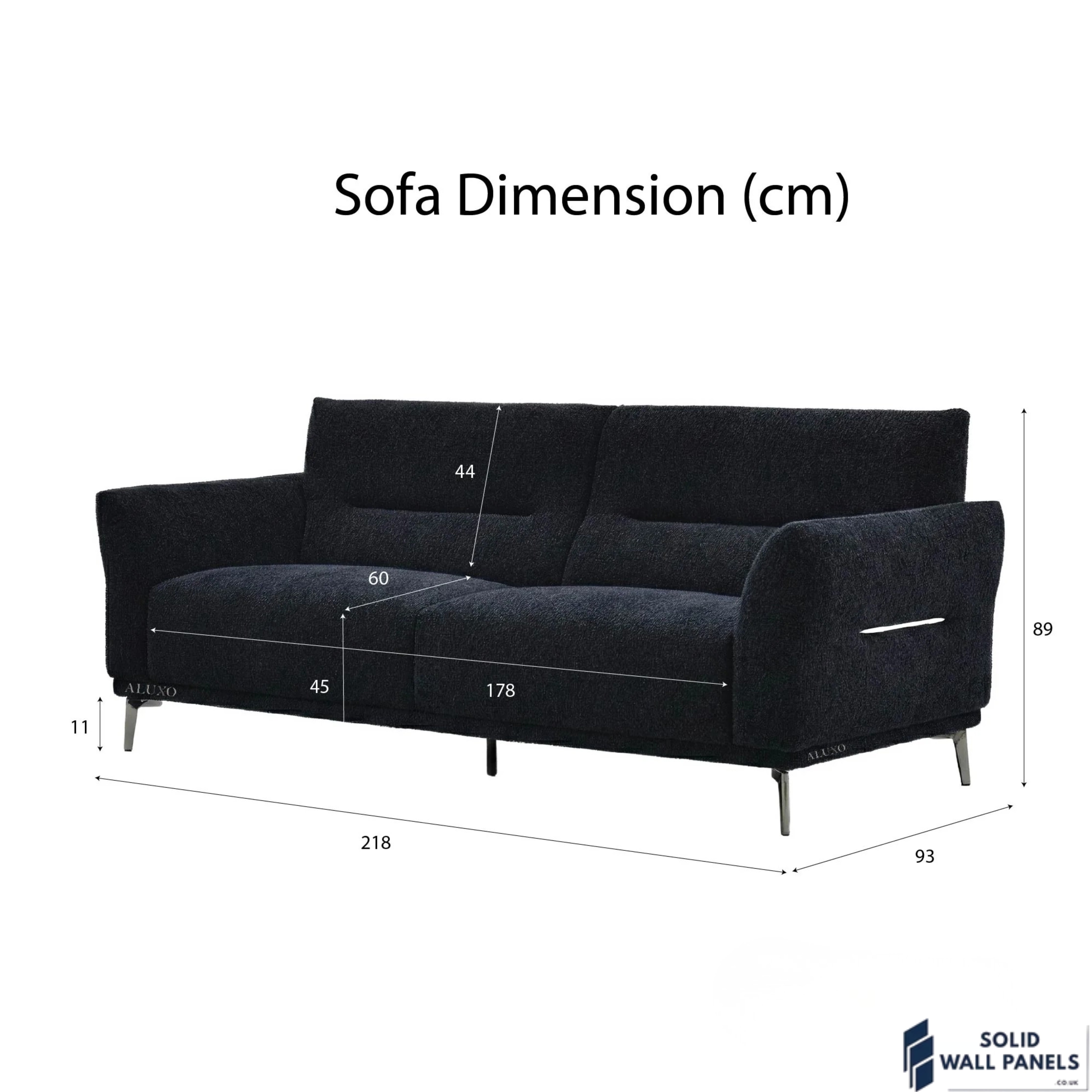 Albany Complete Sofa Set – 4+3+2 Seater with Footstool | Black Lux Bouclé Fabric