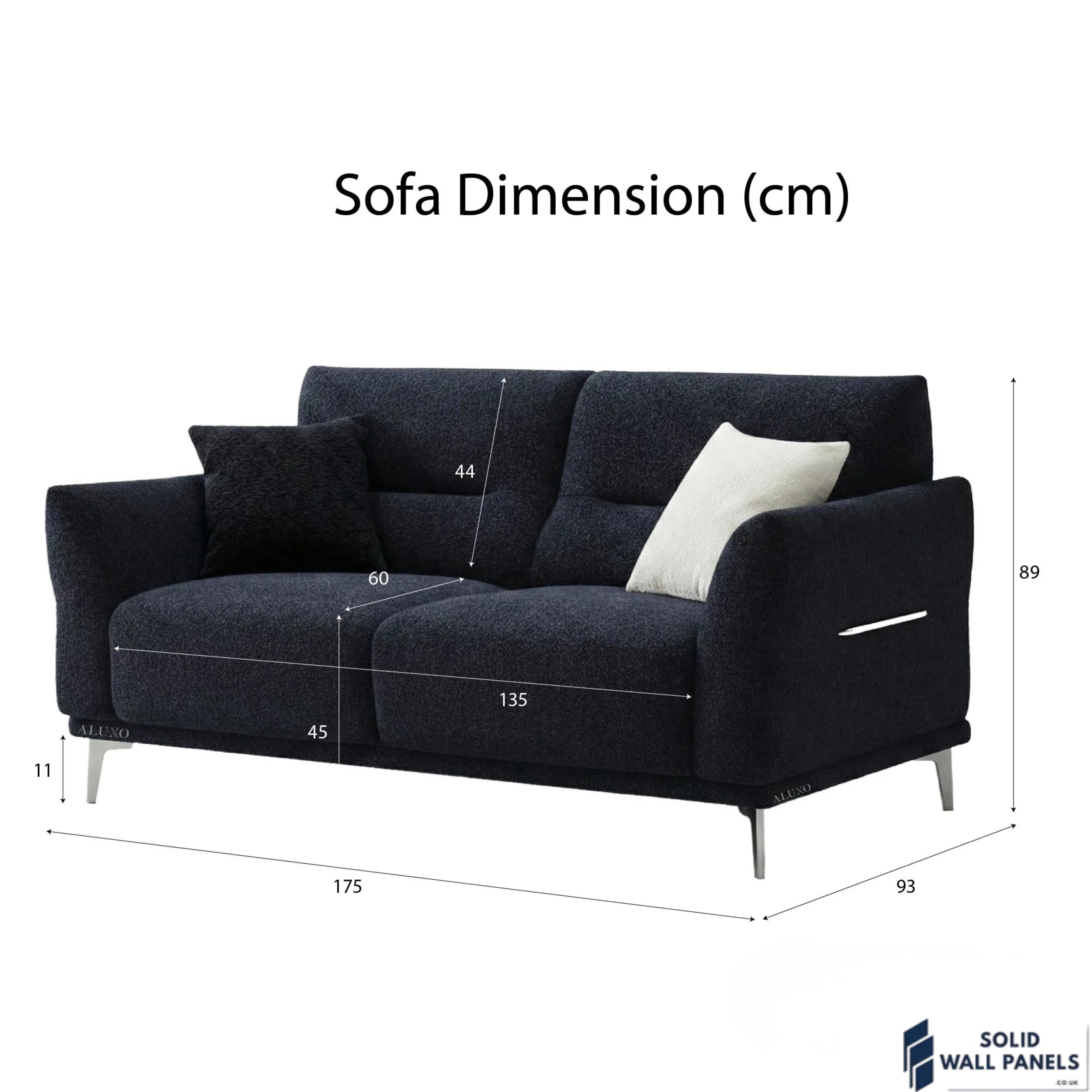 Albany Complete Sofa Set – 4+3+2 Seater with Footstool | Black Lux Bouclé Fabric