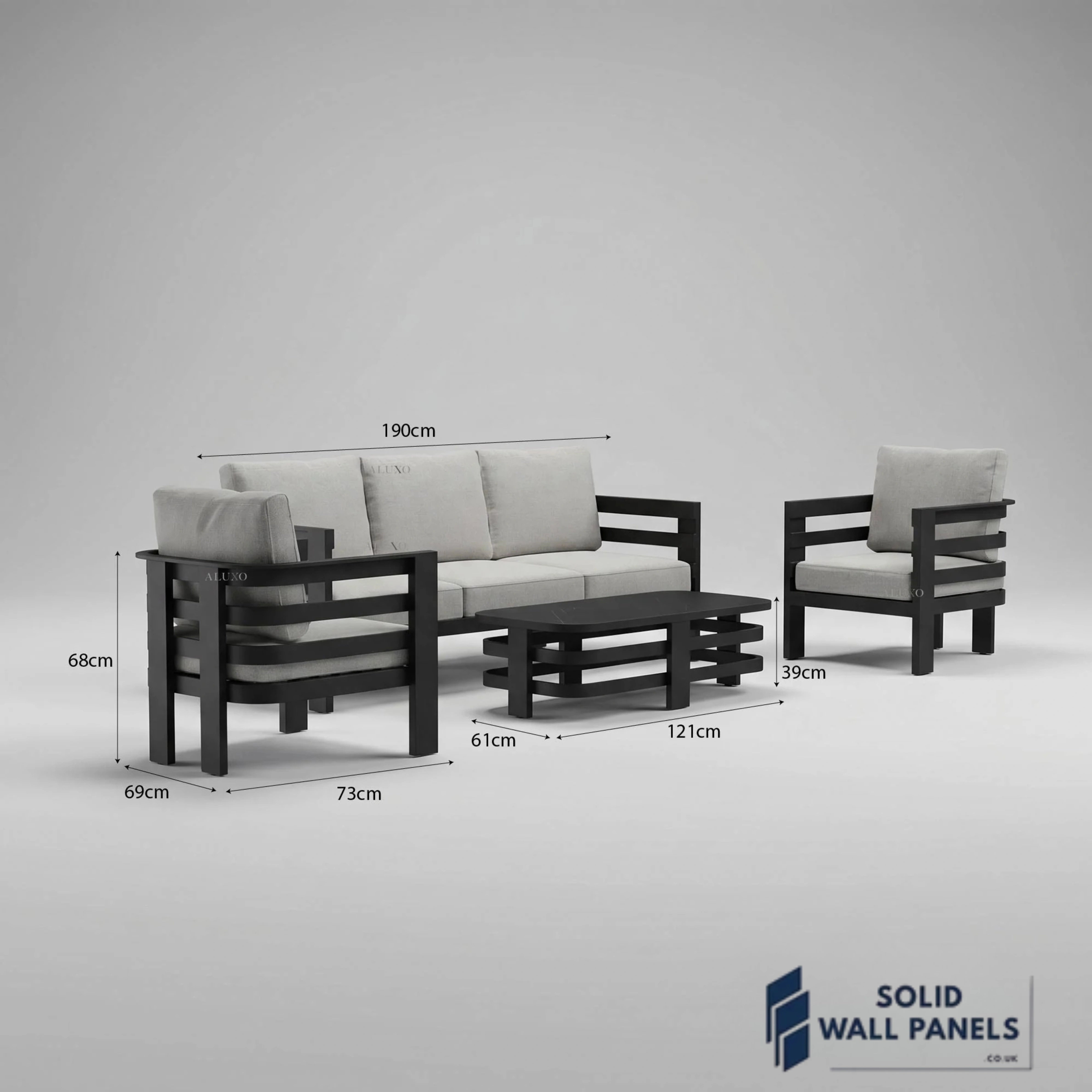 Andros 5 Seater Aluminium Garden Lounge Set – Luxury Outdoor Sofa Set with Sintered Stone Coffee Table