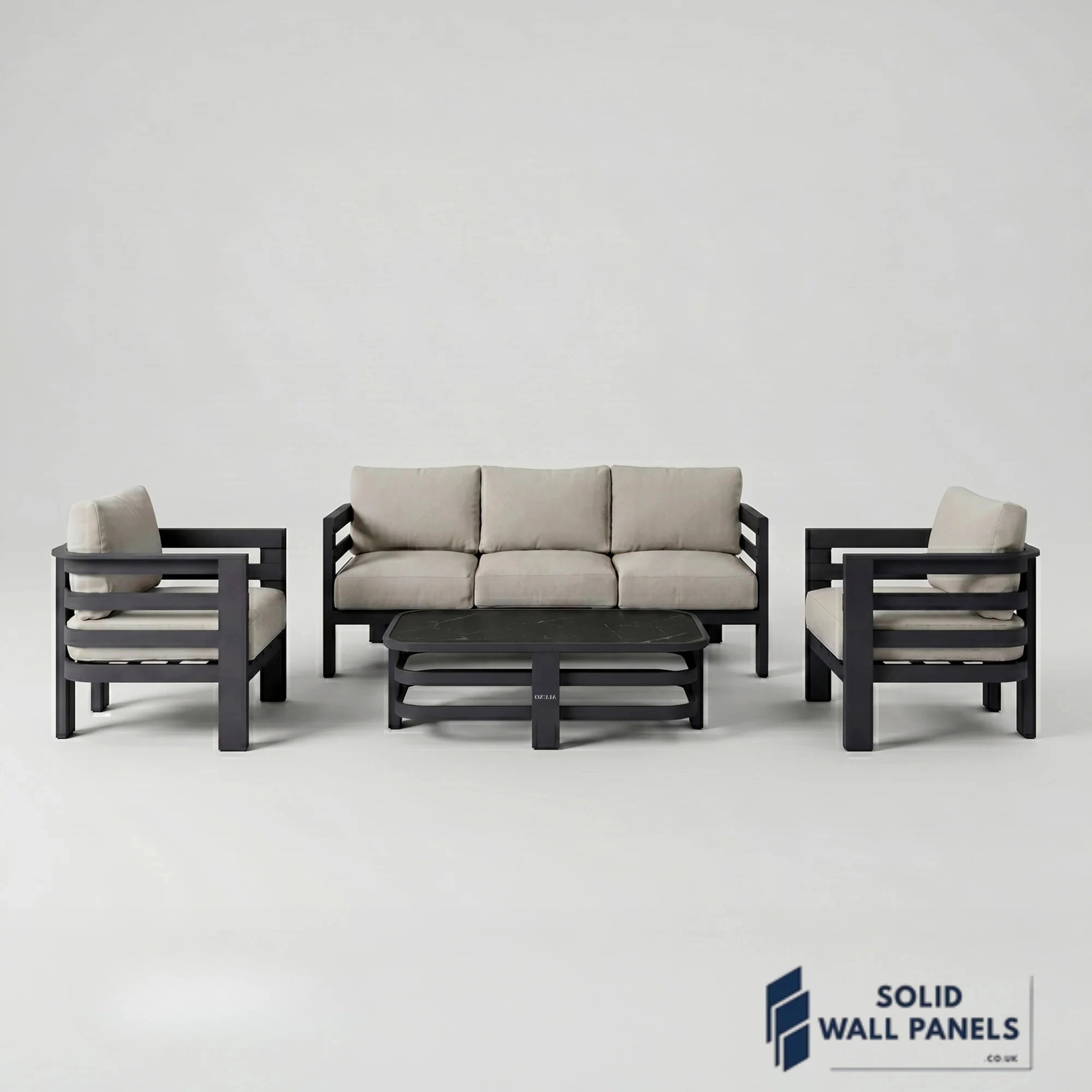 Andros 5 Seater Aluminium Garden Lounge Set – Luxury Outdoor Sofa Set with Sintered Stone Coffee Table
